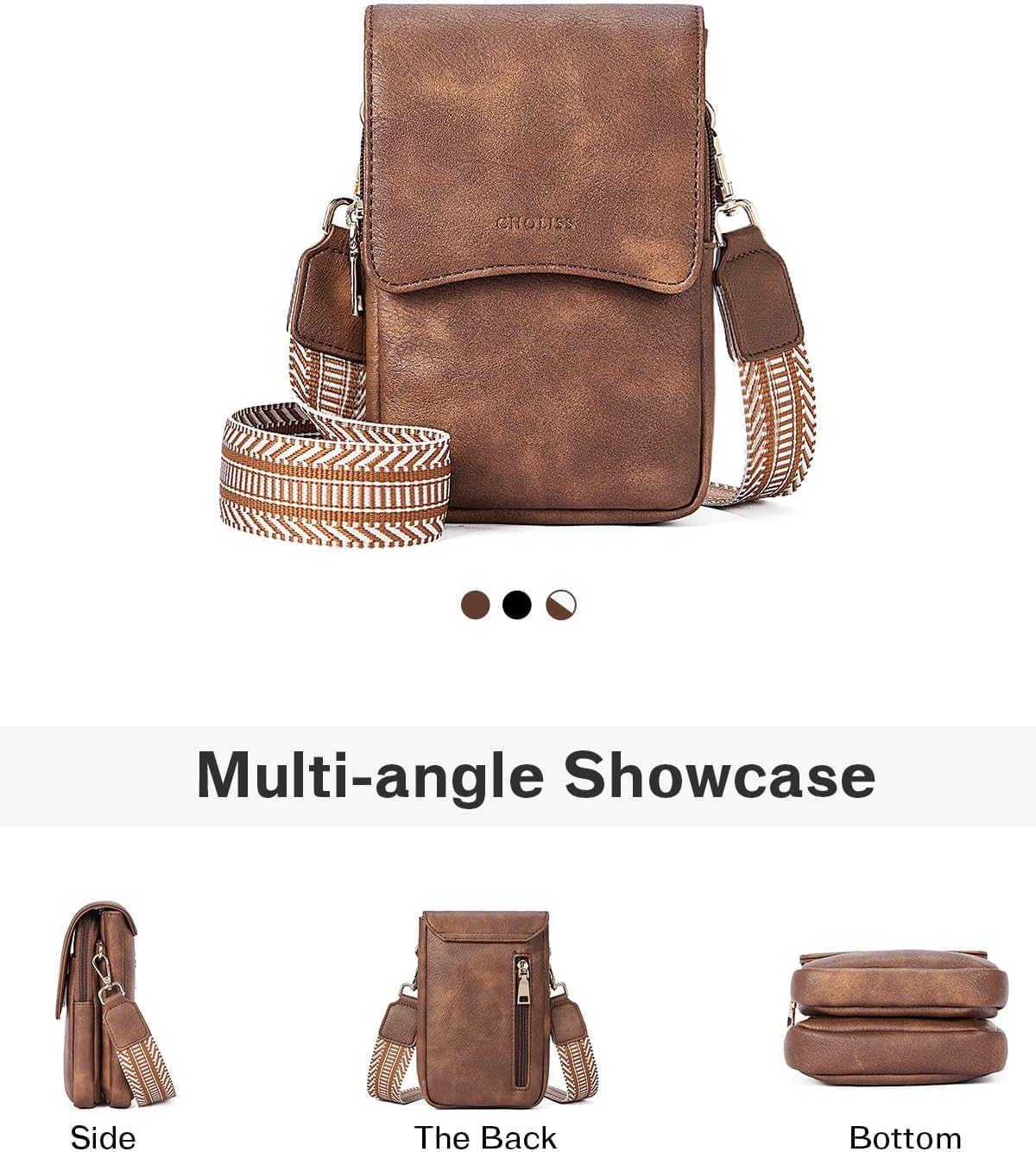 Cell Phone Crossbody Purse Small Cross Body Bag for Woman Leather Travel Wallet Shoulder Handbags with Card Slots