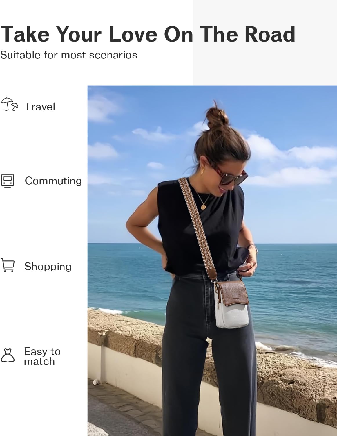 Cell Phone Crossbody Purse Small Cross Body Bag for Woman Leather Travel Wallet Shoulder Handbags with Card Slots
