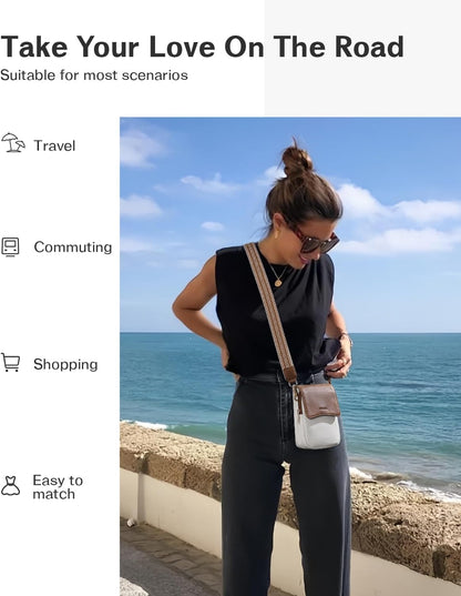 Cell Phone Crossbody Purse Small Cross Body Bag for Woman Leather Travel Wallet Shoulder Handbags with Card Slots