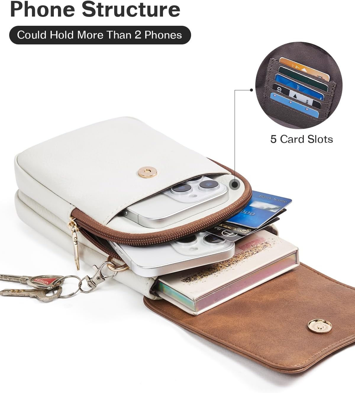 Cell Phone Crossbody Purse Small Cross Body Bag for Woman Leather Travel Wallet Shoulder Handbags with Card Slots