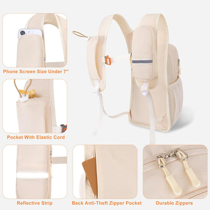 10L Small Hiking Backpack for Women Men, Foldable Casual Daypack Lightweight Packable Backpack with Front Quick Access Pocket for Travel Camping Outdoor, Beige