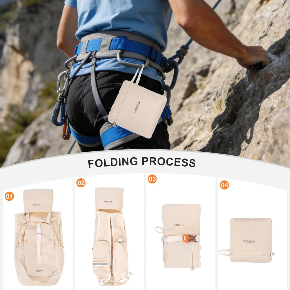 10L Small Hiking Backpack for Women Men, Foldable Casual Daypack Lightweight Packable Backpack with Front Quick Access Pocket for Travel Camping Outdoor, Beige