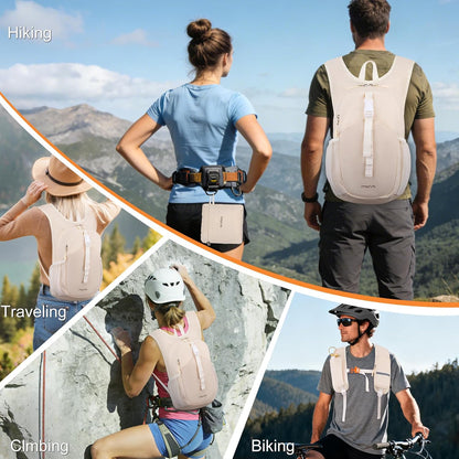 10L Small Hiking Backpack for Women Men, Foldable Casual Daypack Lightweight Packable Backpack with Front Quick Access Pocket for Travel Camping Outdoor, Beige
