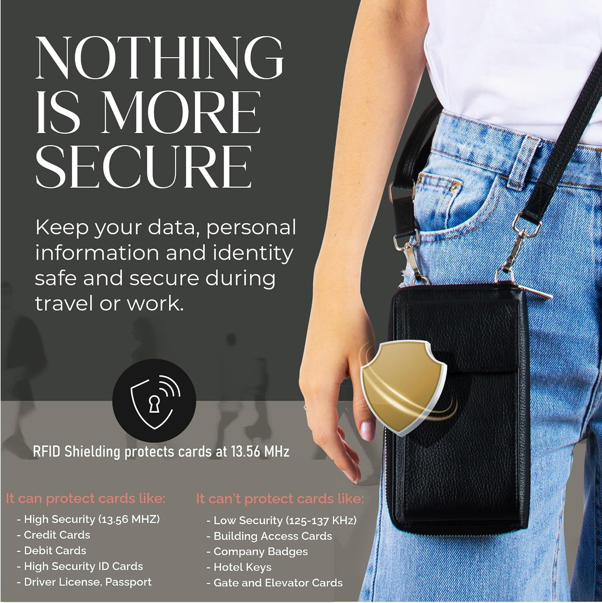 Crossbody Bag for Women, Leather Phone Wallet Purse with Adjustable Anti Theft Strap & RFID Blocking 12 Card Slots