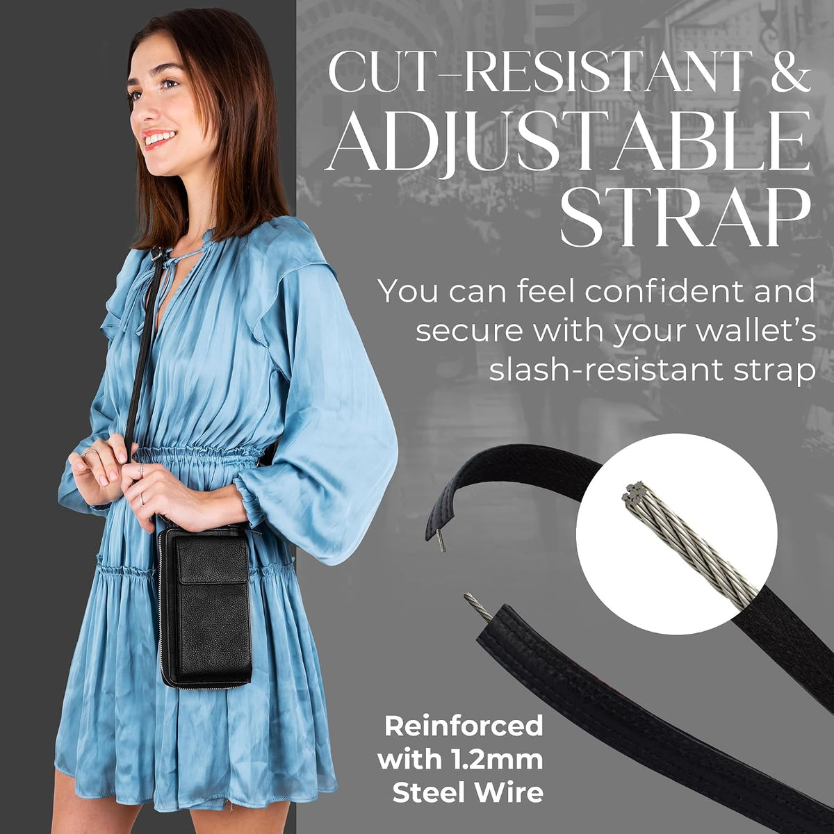Crossbody Bag for Women, Leather Phone Wallet Purse with Adjustable Anti Theft Strap & RFID Blocking 12 Card Slots