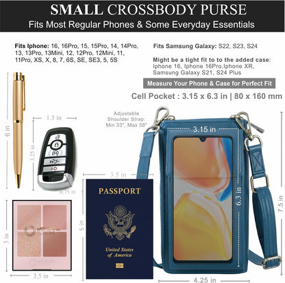 Crossbody Bag for Women, Leather Phone Wallet Purse with Adjustable Anti Theft Strap & RFID Blocking 12 Card Slots