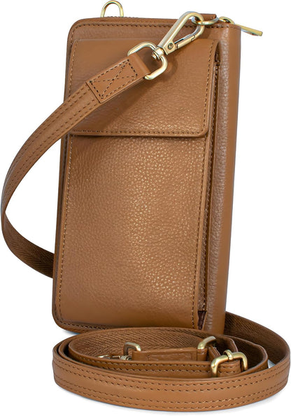 Crossbody Bag for Women, Leather Phone Wallet Purse with Adjustable Anti Theft Strap & RFID Blocking 12 Card Slots