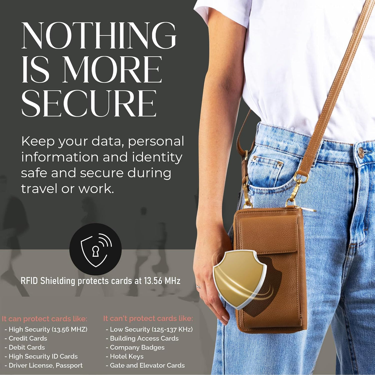 Crossbody Bag for Women, Leather Phone Wallet Purse with Adjustable Anti Theft Strap & RFID Blocking 12 Card Slots