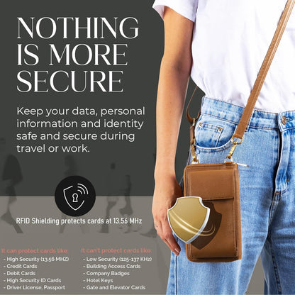 Crossbody Bag for Women, Leather Phone Wallet Purse with Adjustable Anti Theft Strap & RFID Blocking 12 Card Slots