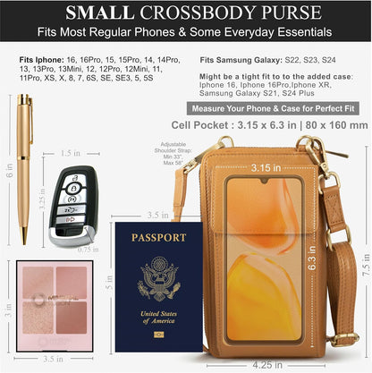 Crossbody Bag for Women, Leather Phone Wallet Purse with Adjustable Anti Theft Strap & RFID Blocking 12 Card Slots