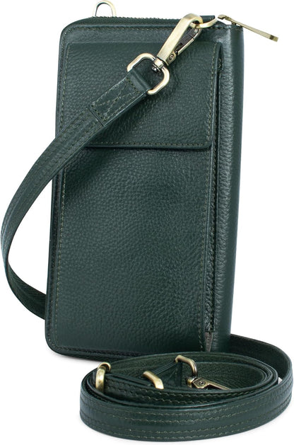 Crossbody Bag for Women, Leather Phone Wallet Purse with Adjustable Anti Theft Strap & RFID Blocking 12 Card Slots