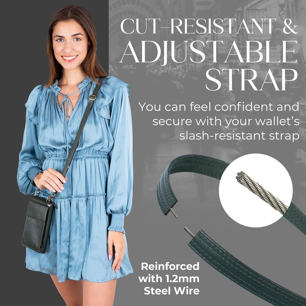 Crossbody Bag for Women, Leather Phone Wallet Purse with Adjustable Anti Theft Strap & RFID Blocking 12 Card Slots
