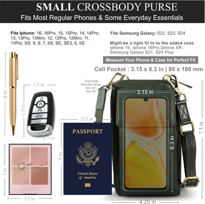 Crossbody Bag for Women, Leather Phone Wallet Purse with Adjustable Anti Theft Strap & RFID Blocking 12 Card Slots