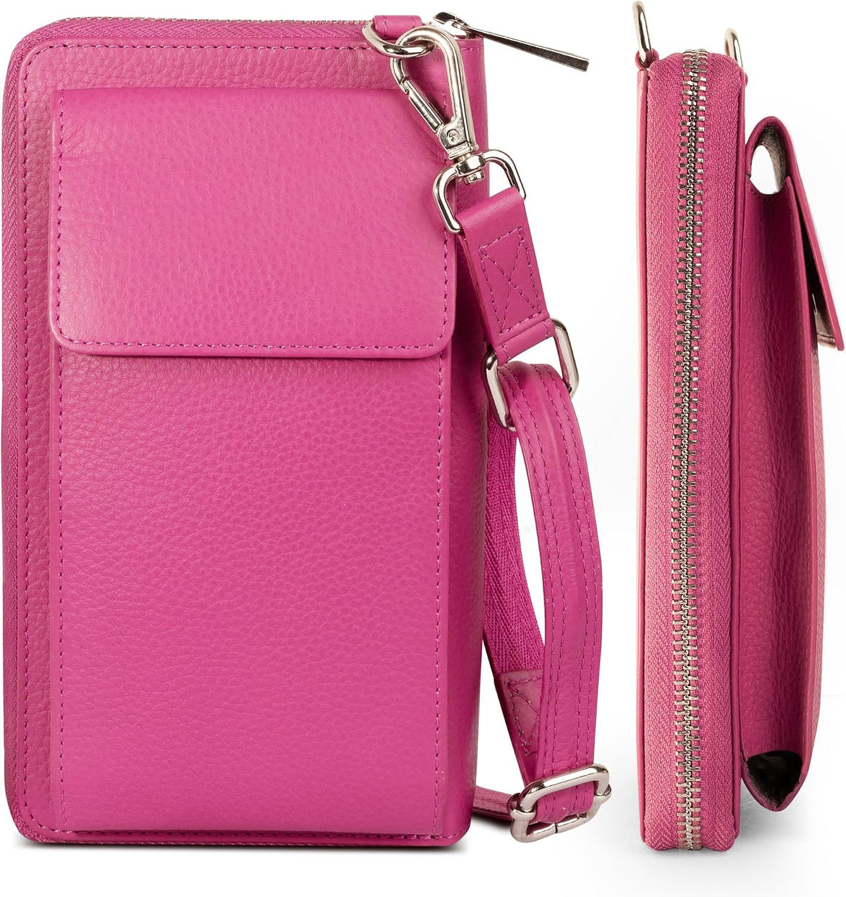 Crossbody Bag for Women, Leather Phone Wallet Purse with Adjustable Anti Theft Strap & RFID Blocking 12 Card Slots