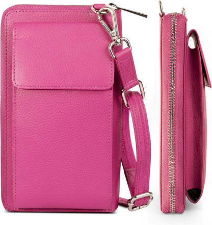 Crossbody Bag for Women, Leather Phone Wallet Purse with Adjustable Anti Theft Strap & RFID Blocking 12 Card Slots