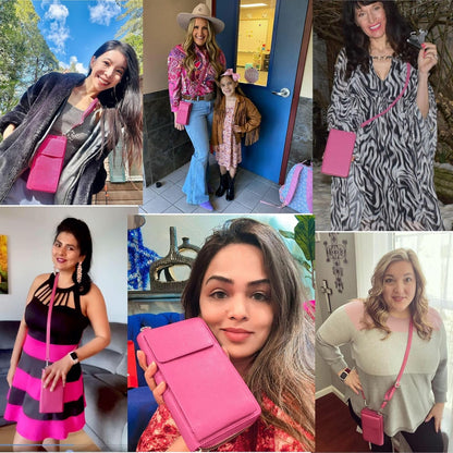 Crossbody Bag for Women, Leather Phone Wallet Purse with Adjustable Anti Theft Strap & RFID Blocking 12 Card Slots