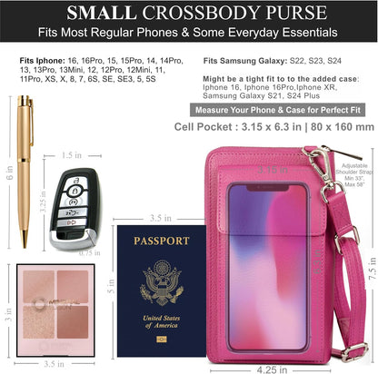 Crossbody Bag for Women, Leather Phone Wallet Purse with Adjustable Anti Theft Strap & RFID Blocking 12 Card Slots