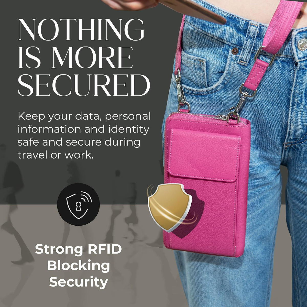 Crossbody Bag for Women, Leather Phone Wallet Purse with Adjustable Anti Theft Strap & RFID Blocking 12 Card Slots