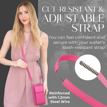 Crossbody Bag for Women, Leather Phone Wallet Purse with Adjustable Anti Theft Strap & RFID Blocking 12 Card Slots