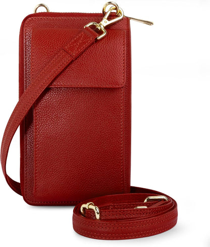 Crossbody Bag for Women, Leather Phone Wallet Purse with Adjustable Anti Theft Strap & RFID Blocking 12 Card Slots