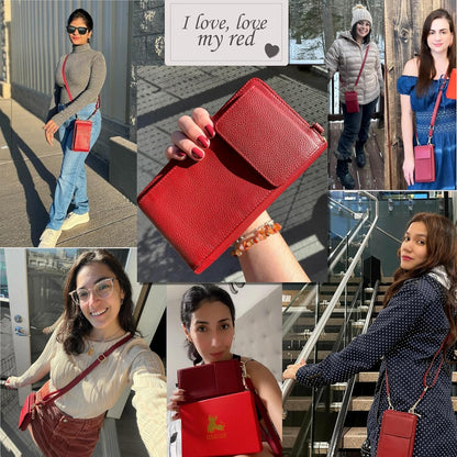 Crossbody Bag for Women, Leather Phone Wallet Purse with Adjustable Anti Theft Strap & RFID Blocking 12 Card Slots