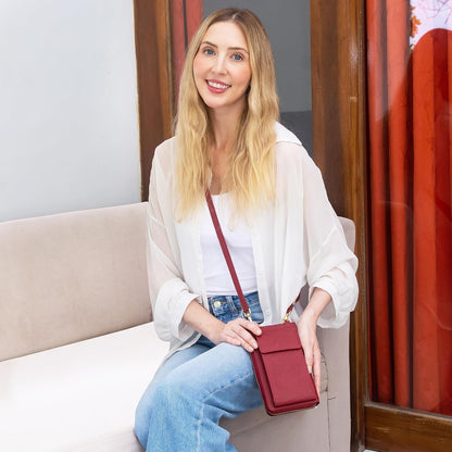 Crossbody Bag for Women, Leather Phone Wallet Purse with Adjustable Anti Theft Strap & RFID Blocking 12 Card Slots
