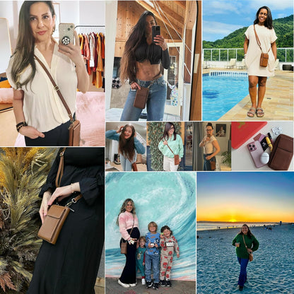 Crossbody Bag for Women, Leather Phone Wallet Purse with Adjustable Anti Theft Strap & RFID Blocking 12 Card Slots