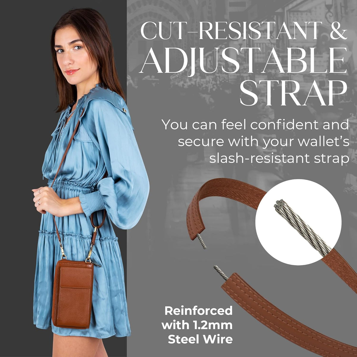 Crossbody Bag for Women, Leather Phone Wallet Purse with Adjustable Anti Theft Strap & RFID Blocking 12 Card Slots