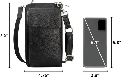 Crossbody Bag for Women, Leather Phone Wallet Purse with Adjustable Anti Theft Strap & RFID Blocking 12 Card Slots