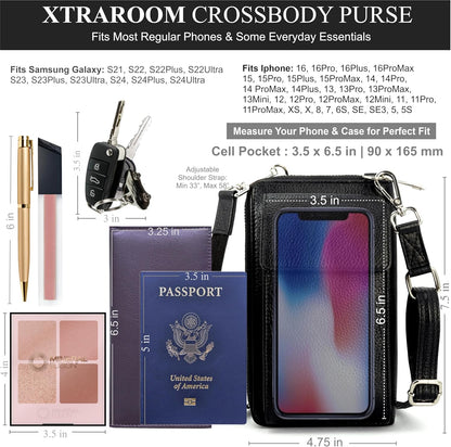 Crossbody Bag for Women, Leather Phone Wallet Purse with Adjustable Anti Theft Strap & RFID Blocking 12 Card Slots
