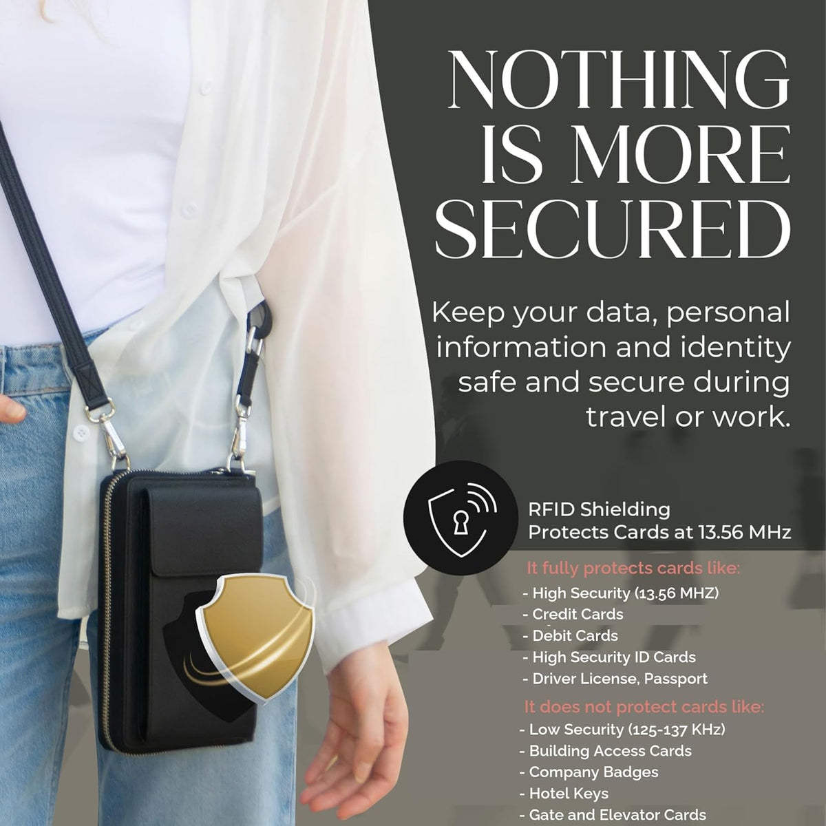 Crossbody Bag for Women, Leather Phone Wallet Purse with Adjustable Anti Theft Strap & RFID Blocking 12 Card Slots