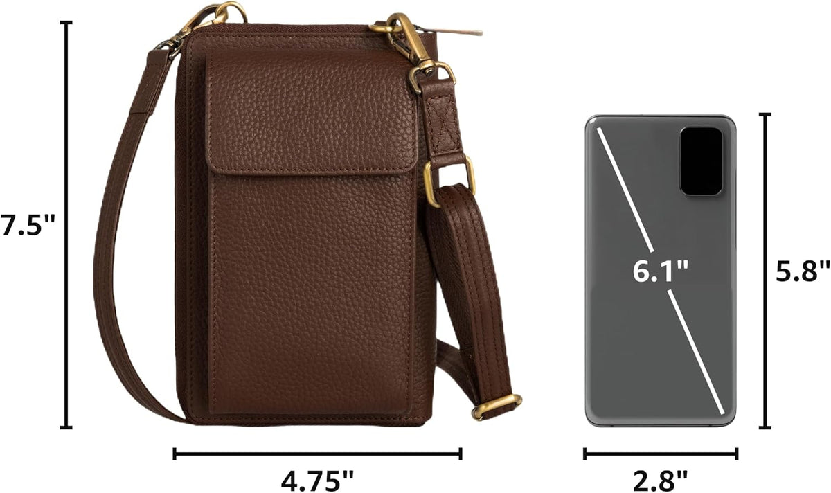 Crossbody Bag for Women, Leather Phone Wallet Purse with Adjustable Anti Theft Strap & RFID Blocking 12 Card Slots