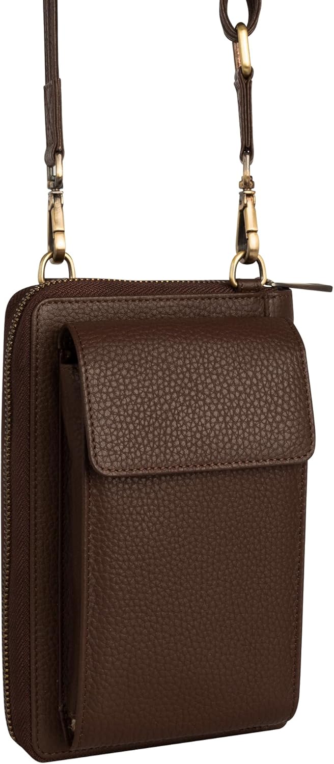Crossbody Bag for Women, Leather Phone Wallet Purse with Adjustable Anti Theft Strap & RFID Blocking 12 Card Slots