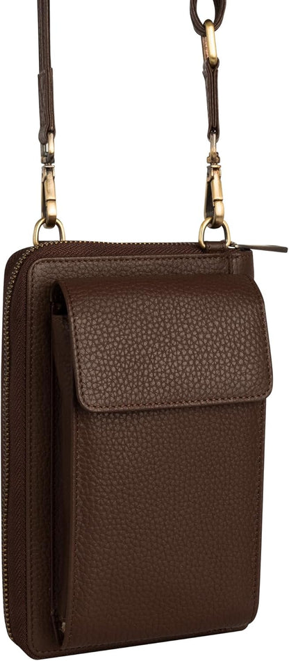 Crossbody Bag for Women, Leather Phone Wallet Purse with Adjustable Anti Theft Strap & RFID Blocking 12 Card Slots