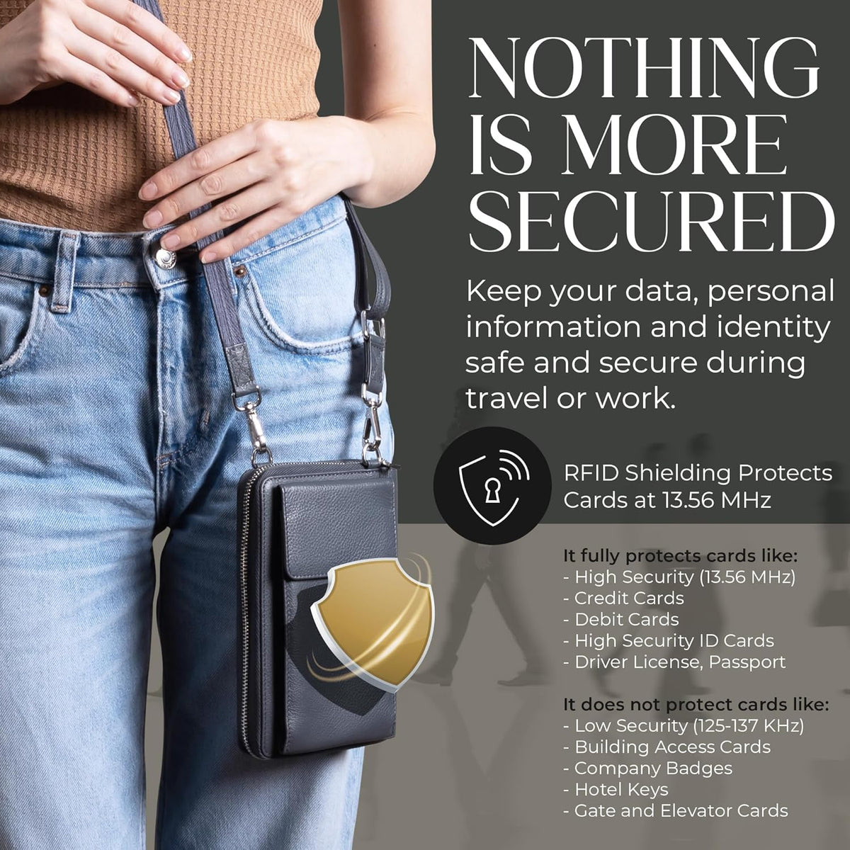 Crossbody Bag for Women, Leather Phone Wallet Purse with Adjustable Anti Theft Strap & RFID Blocking 12 Card Slots
