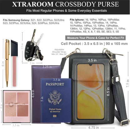Crossbody Bag for Women, Leather Phone Wallet Purse with Adjustable Anti Theft Strap & RFID Blocking 12 Card Slots
