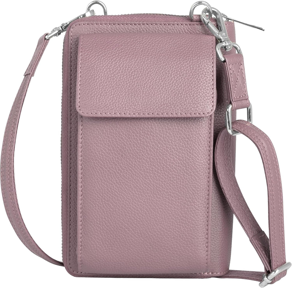 Crossbody Bag for Women, Leather Phone Wallet Purse with Adjustable Anti Theft Strap & RFID Blocking 12 Card Slots