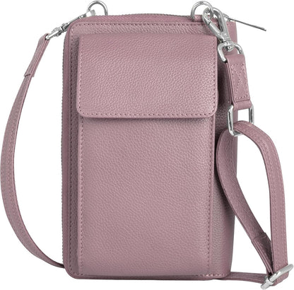 Crossbody Bag for Women, Leather Phone Wallet Purse with Adjustable Anti Theft Strap & RFID Blocking 12 Card Slots