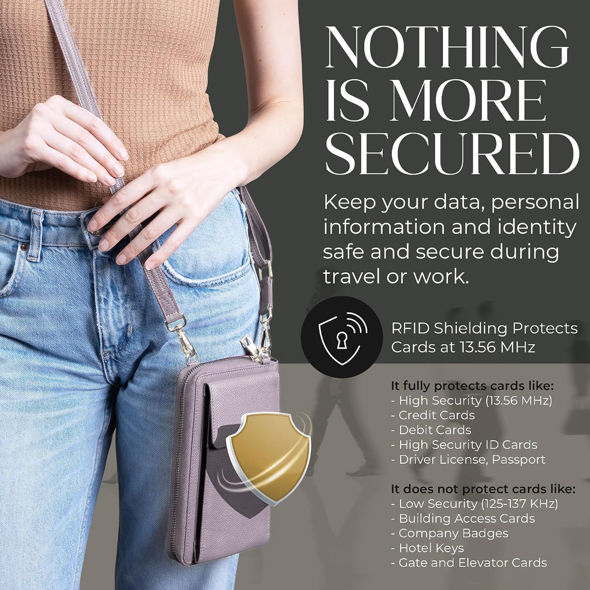 Crossbody Bag for Women, Leather Phone Wallet Purse with Adjustable Anti Theft Strap & RFID Blocking 12 Card Slots
