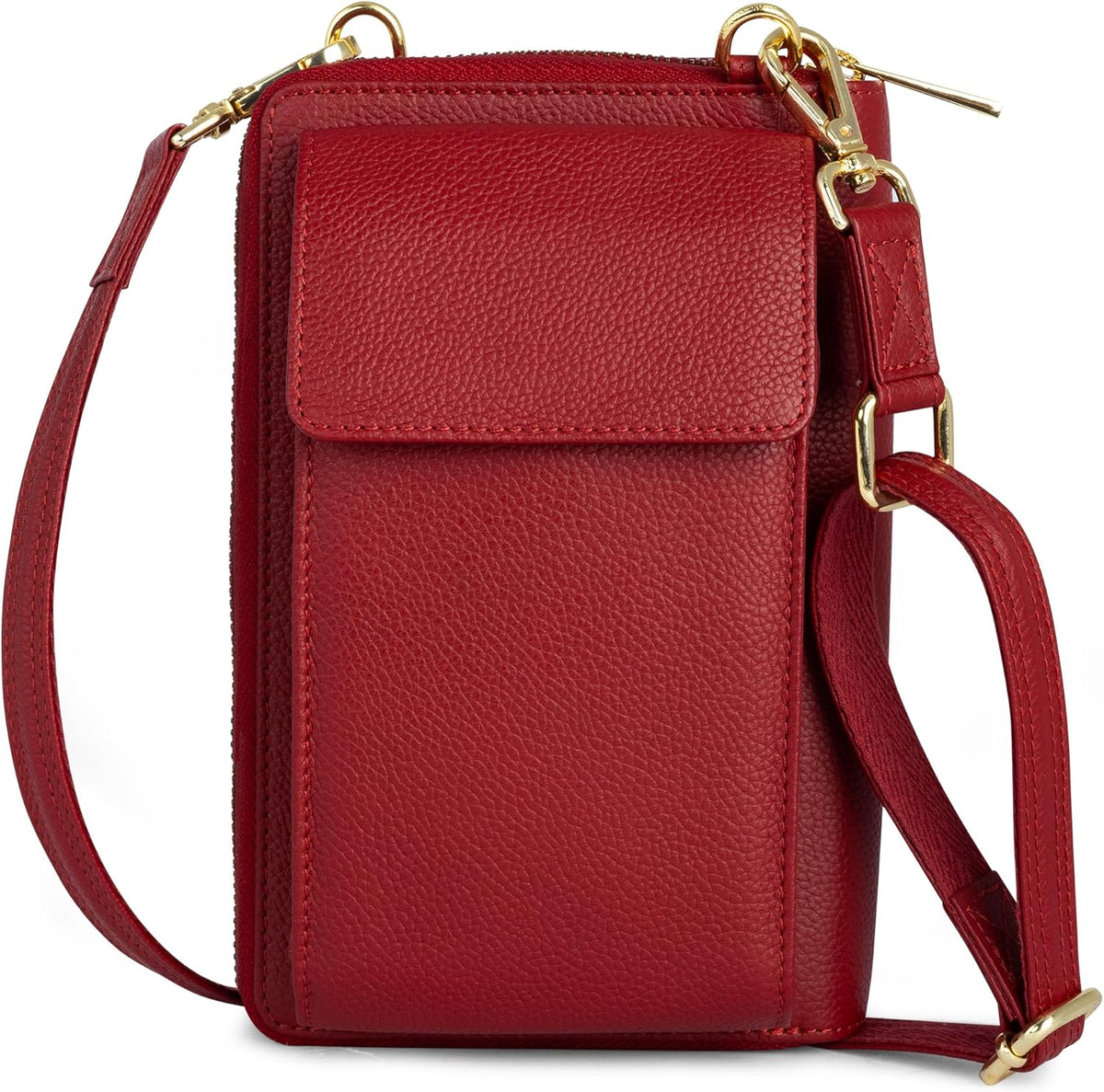 Crossbody Bag for Women, Leather Phone Wallet Purse with Adjustable Anti Theft Strap & RFID Blocking 12 Card Slots
