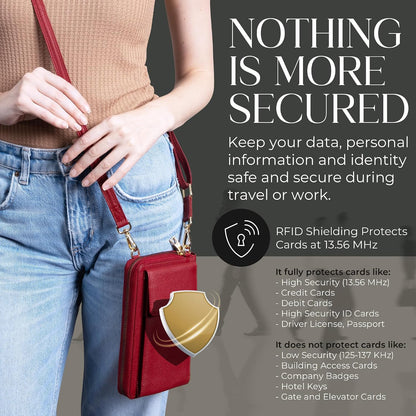 Crossbody Bag for Women, Leather Phone Wallet Purse with Adjustable Anti Theft Strap & RFID Blocking 12 Card Slots