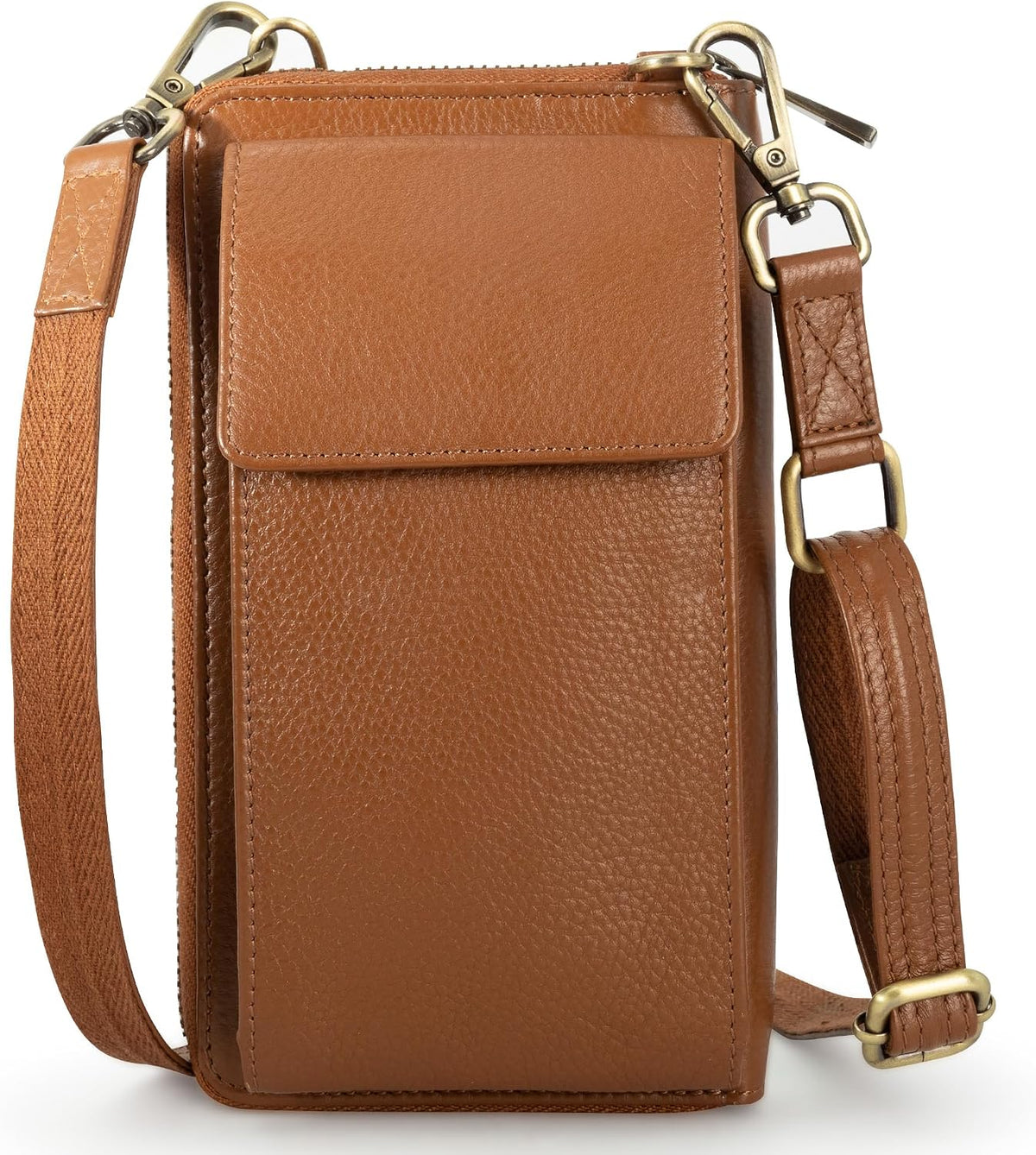 Crossbody Bag for Women, Leather Phone Wallet Purse with Adjustable Anti Theft Strap & RFID Blocking 12 Card Slots