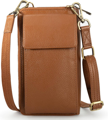 Crossbody Bag for Women, Leather Phone Wallet Purse with Adjustable Anti Theft Strap & RFID Blocking 12 Card Slots