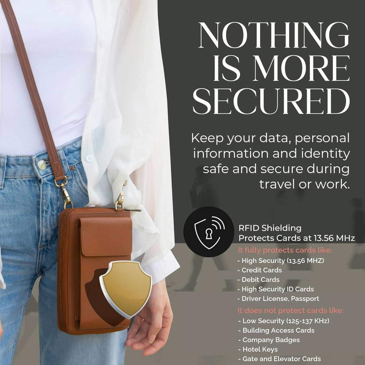 Crossbody Bag for Women, Leather Phone Wallet Purse with Adjustable Anti Theft Strap & RFID Blocking 12 Card Slots