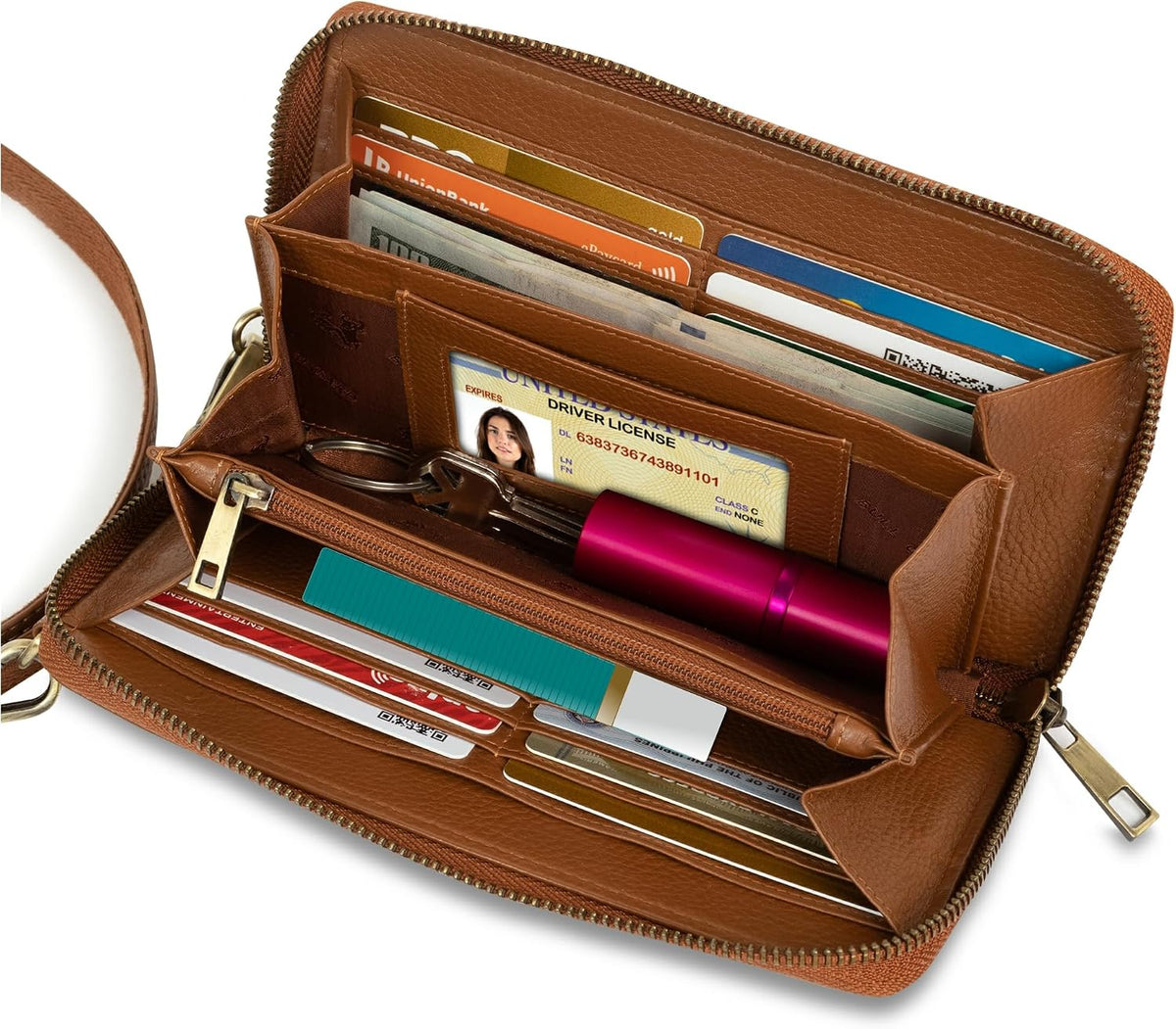 Crossbody Bag for Women, Leather Phone Wallet Purse with Adjustable Anti Theft Strap & RFID Blocking 12 Card Slots