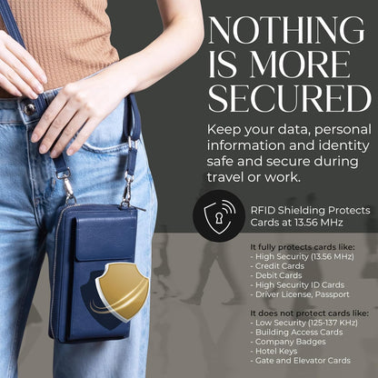 Crossbody Bag for Women, Leather Phone Wallet Purse with Adjustable Anti Theft Strap & RFID Blocking 12 Card Slots