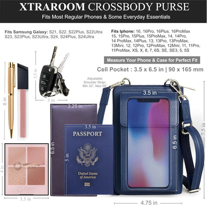 Crossbody Bag for Women, Leather Phone Wallet Purse with Adjustable Anti Theft Strap & RFID Blocking 12 Card Slots
