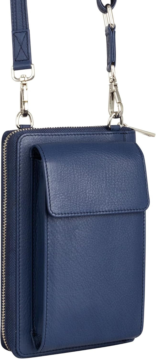 Crossbody Bag for Women, Leather Phone Wallet Purse with Adjustable Anti Theft Strap & RFID Blocking 12 Card Slots