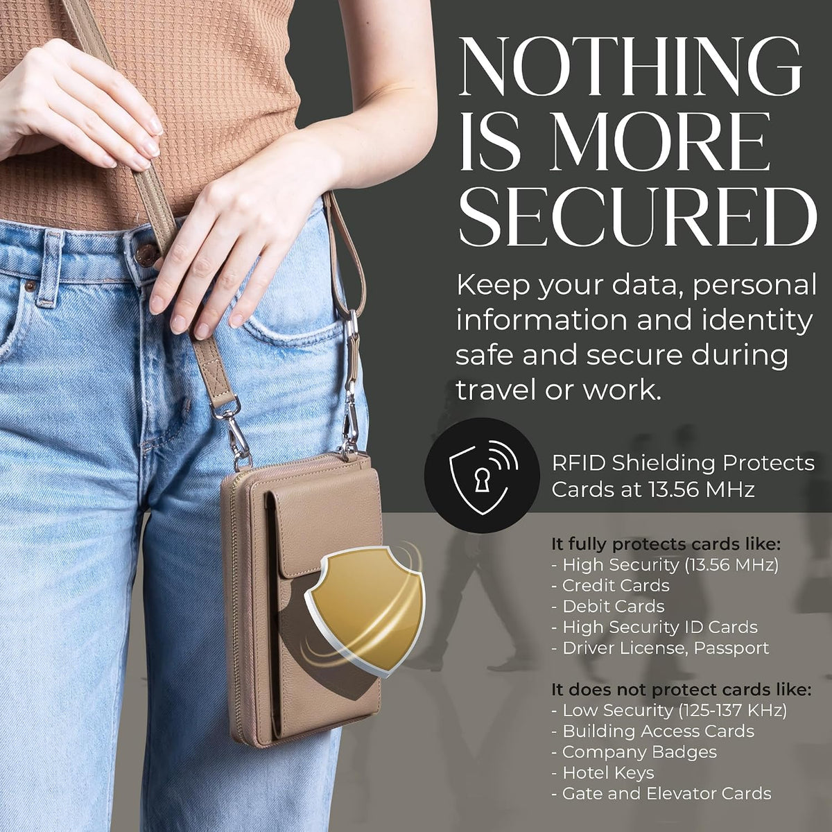 Crossbody Bag for Women, Leather Phone Wallet Purse with Adjustable Anti Theft Strap & RFID Blocking 12 Card Slots