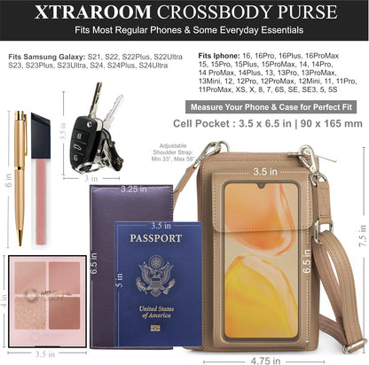 Crossbody Bag for Women, Leather Phone Wallet Purse with Adjustable Anti Theft Strap & RFID Blocking 12 Card Slots